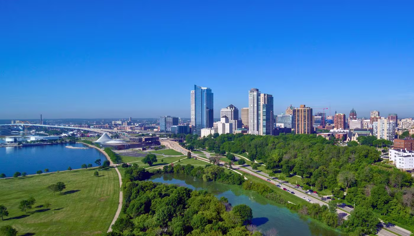 areal image of Milwaukee, city in Wisconsin