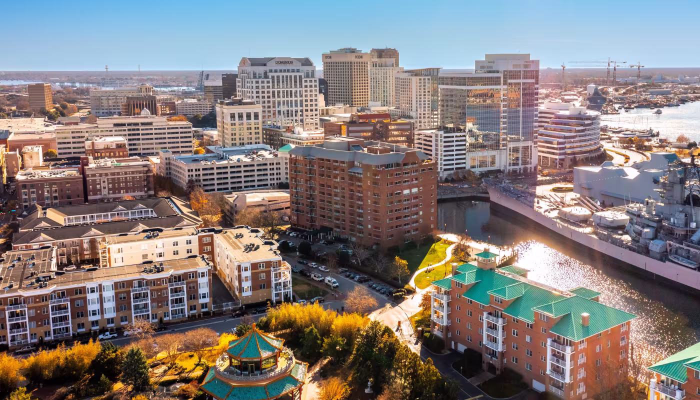 aerial view of norfolk virginia