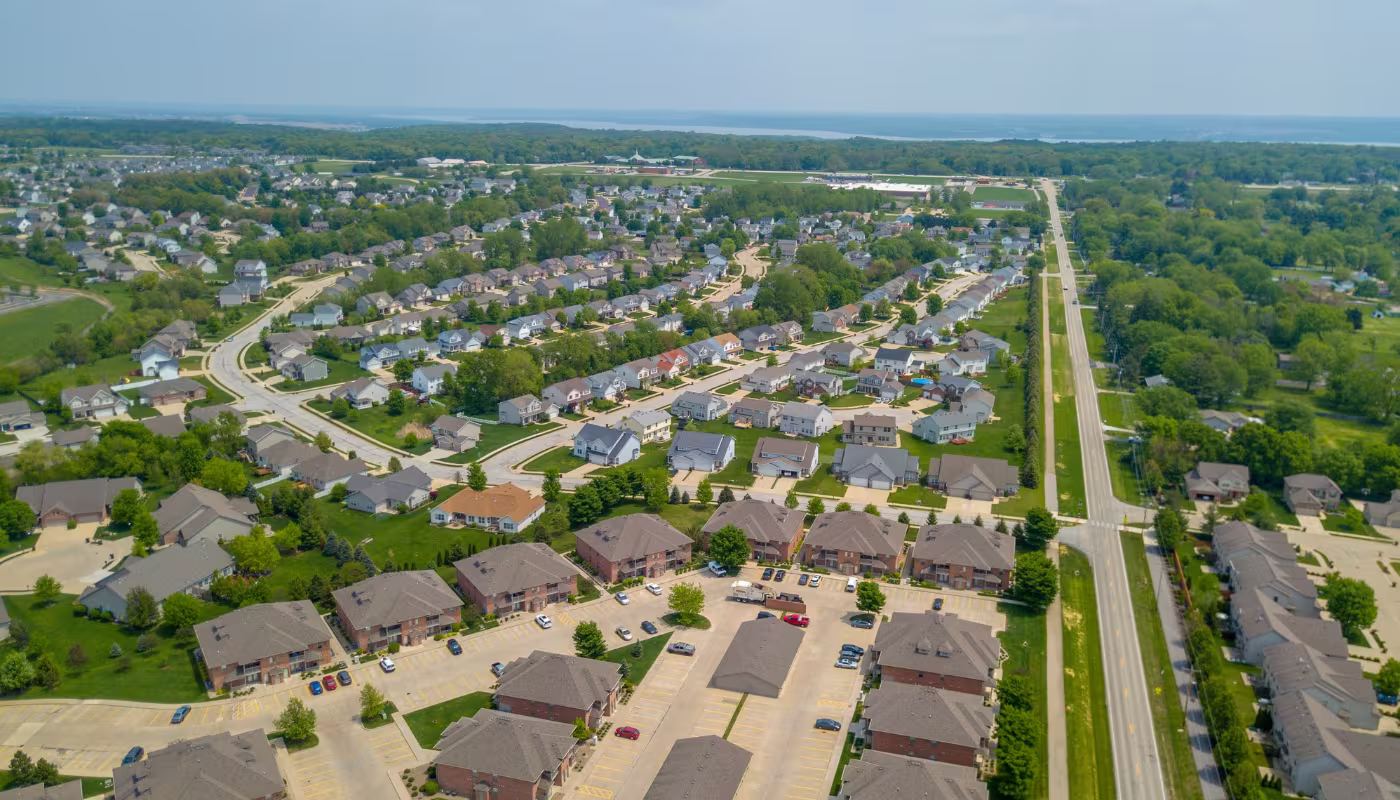 Beautiful aerial view of the Chicago suburb residential