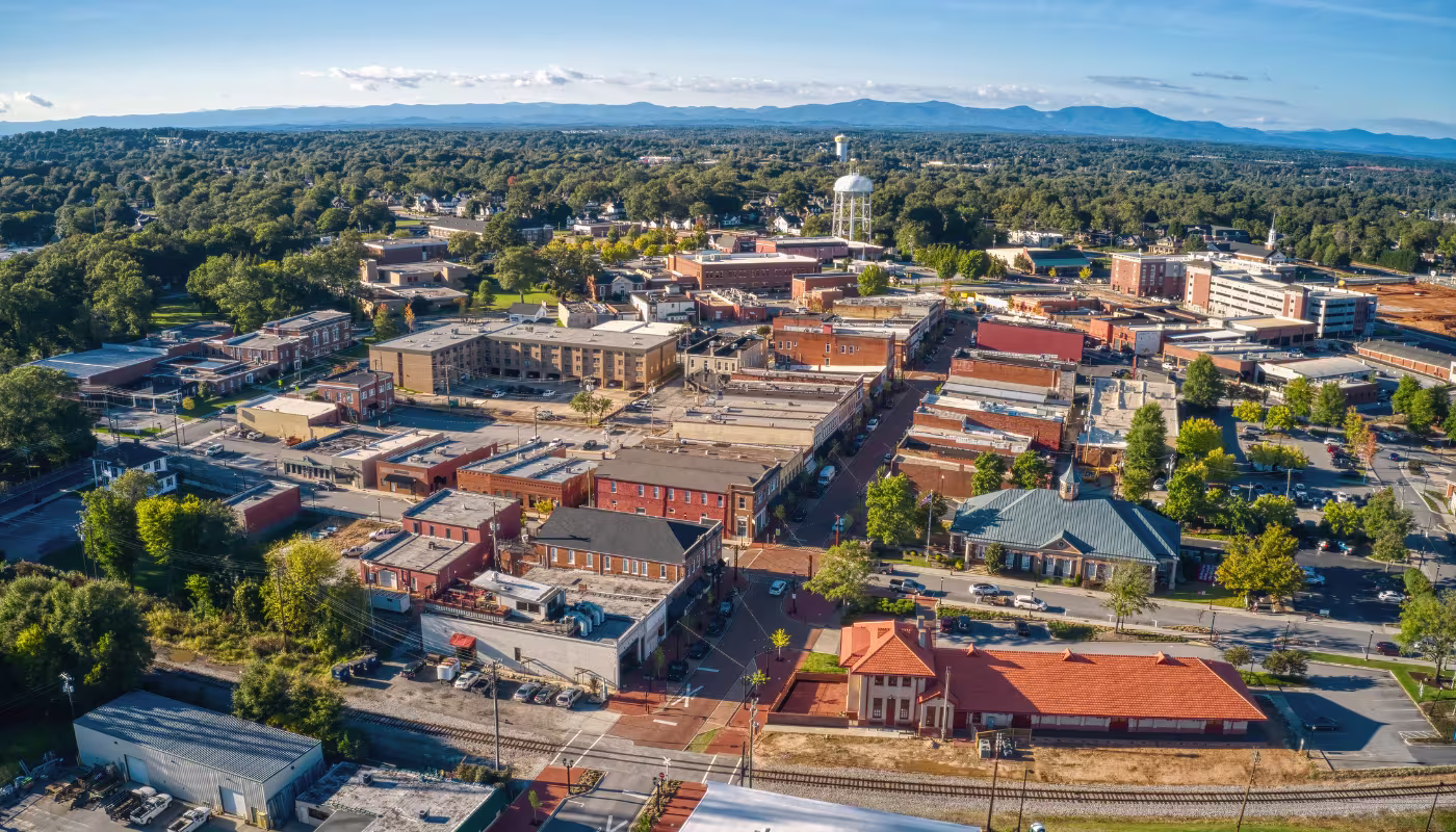 Aerial View of Downtown Greer, South Carolina
